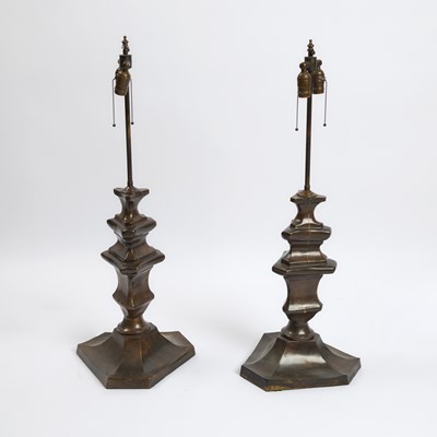 Lot 775 - Pair of Patinated Bronze Table Lamps