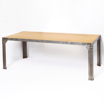 Lot 779 - Modern Iron and Cerused Oak Veneer Dining Table