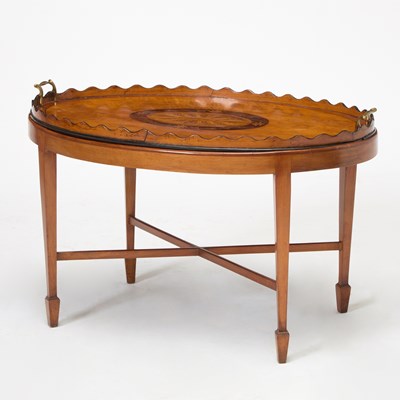 Lot 647 - George III Inlaid Mahogany Tray Table on Later Stand