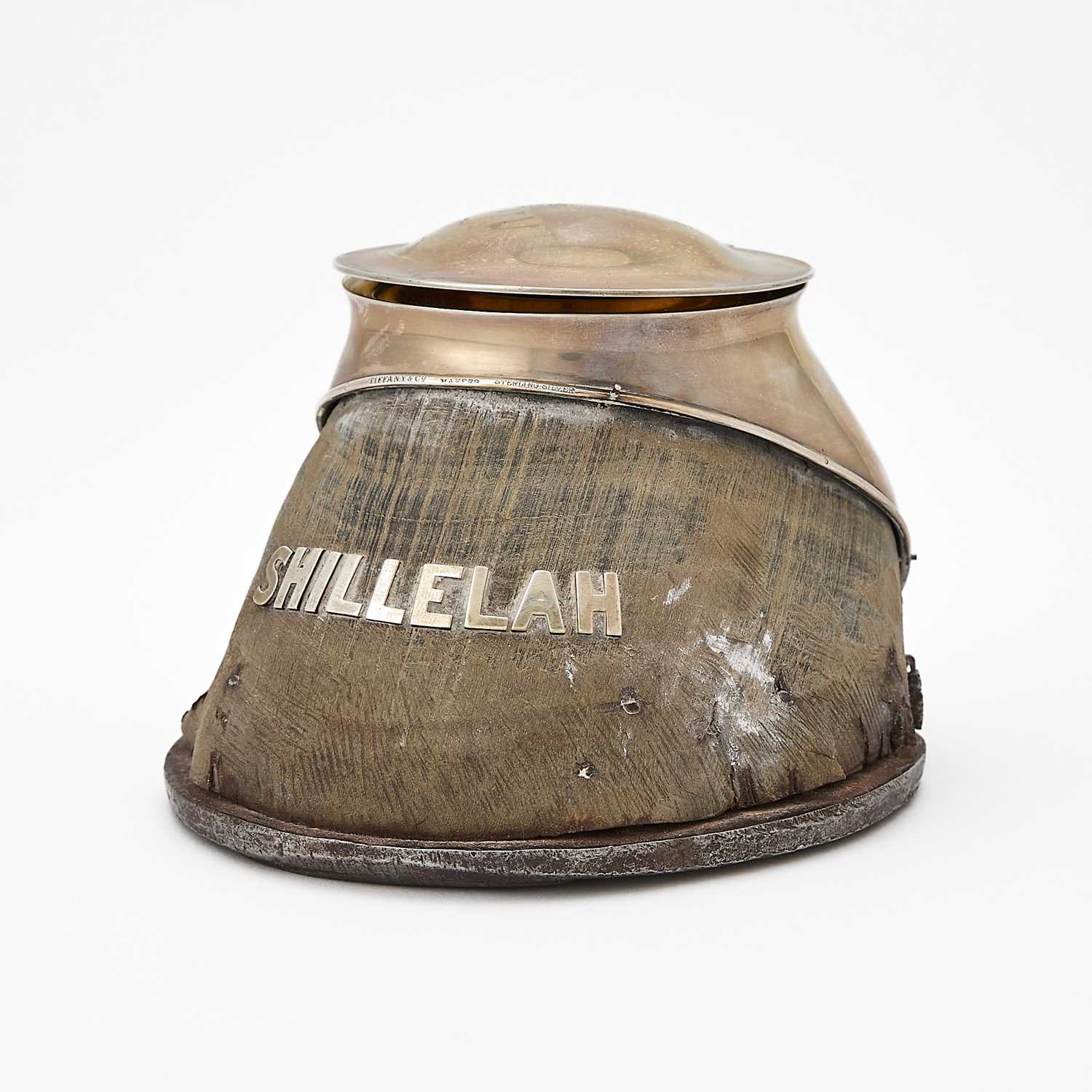 Lot 73 - Tiffany & Co. Sterling Silver Mounted Commemorative "Shillelah" Horse-Hoof Inkstand