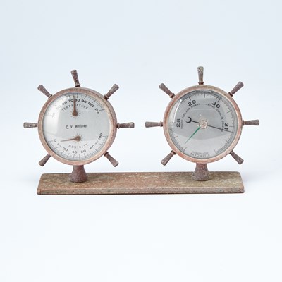 Lot 138 - English Brass Barometer, Marked C. V. Whitney