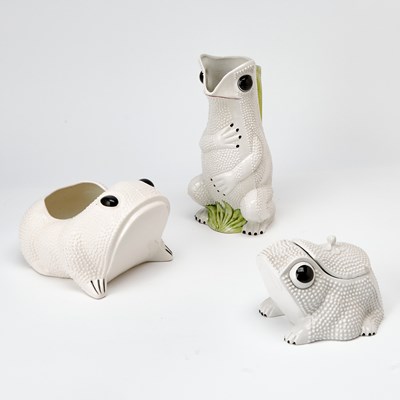 Lot 246 - Three Painted Ceramic Frogs