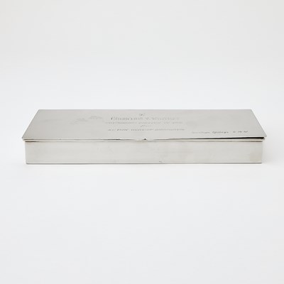 Lot 91 - American Sterling Silver Presentation Cigarette Box, Engraved for C. V. Whitney