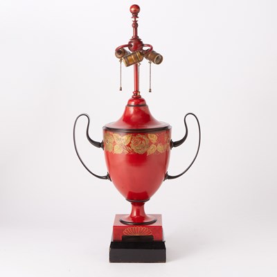 Lot 202 - French Red Tôle Table Lamp