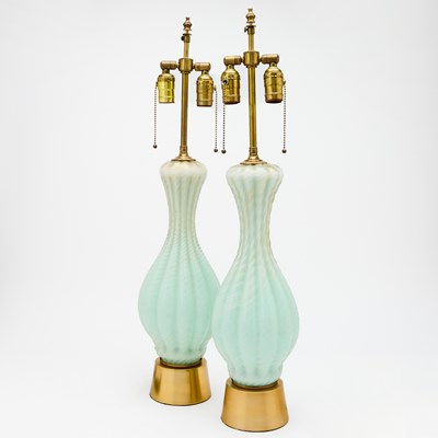 Lot 643 - Pair of Murano Mid-Century Glass Table Lamps