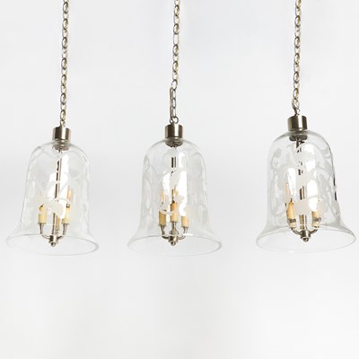 Lot 702 - Set of Three Glass "Arabesque" Bell Jar Lanterns