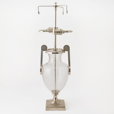 Lot 591 - Nickel and Glass Urn-Form Lamp