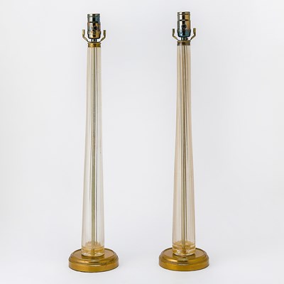 Lot 676 - Pair of Blown Glass Table Lamps