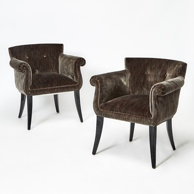 Lot 187 - Pair of Tommi Parzinger Style Upholstered Armchairs