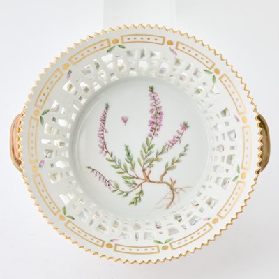 Lot 898 - Royal Copenhagen Gilt and Hand-Painted Porcelain Flora Danica Fruit Bowl