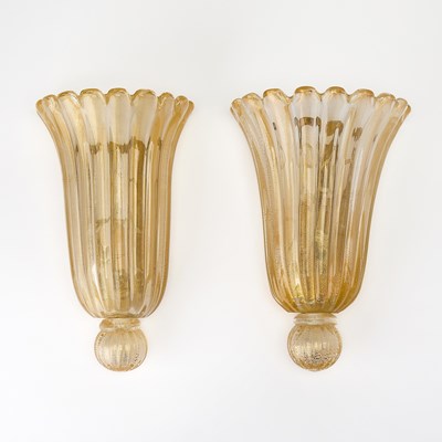 Lot 594 - Pair of Murano Glass Sconces