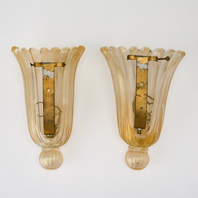 Lot 594 - Pair of Murano Glass Sconces