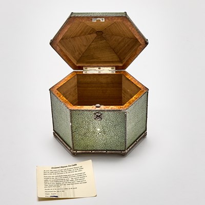 Lot 139 - John Paul Cooper Arts and Crafts Shagreen and Silver Tea Caddy
