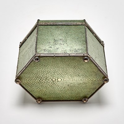 Lot 139 - John Paul Cooper Arts and Crafts Shagreen and Silver Tea Caddy