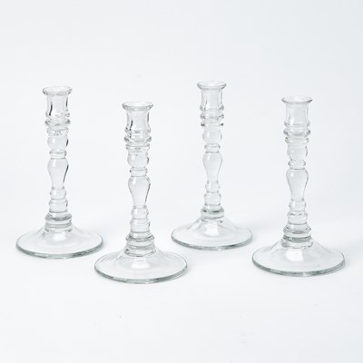 Lot 901 - Set of Four Anglo Style Glass Candlesticks