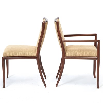 Lot 177 - Set of Eight T.H. Robsjohn-Gibbings for Widdicomb Upholstered Walnut Dining Chairs