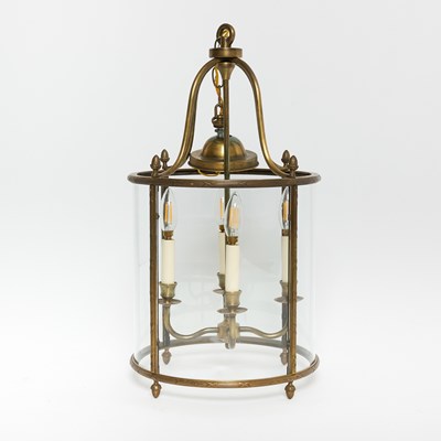 Lot 636 - French Brass and Glass Four Light Hall Lantern