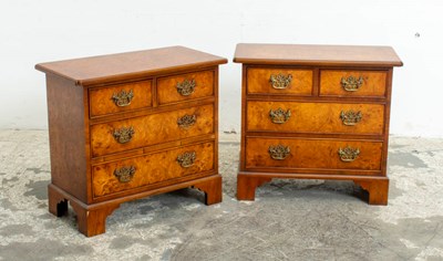 Lot 344 - Pair of Burl Walnut Bedside Chests