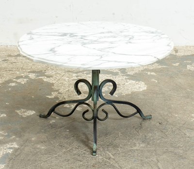 Lot 346 - Wrought Iron Marble Top Low Table