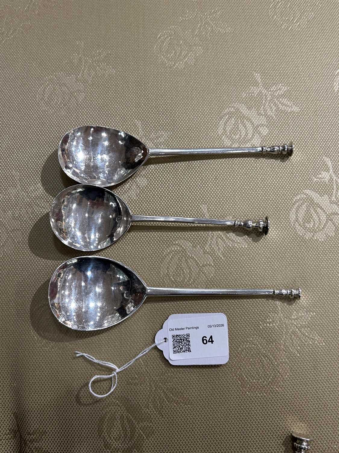 Lot 64 - Three Early English Sterling Silver Seal-Top Spoons