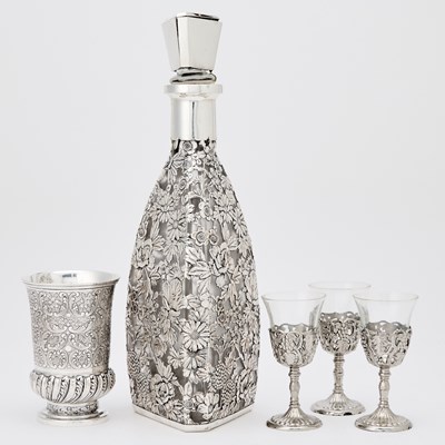 Lot 109 - Continental Silver-Mounted Glass Carafe
