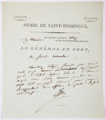 Lot 136 - President Thomas Jefferson’s unvarnished observations on the arrest of Toussaint Louverture