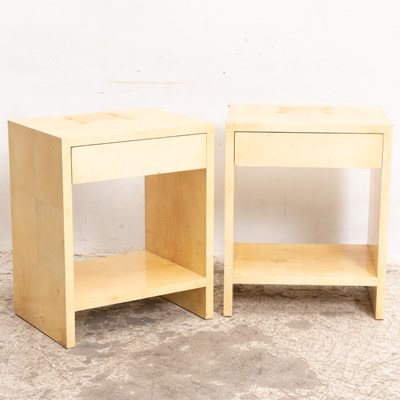 Lot 371 - Pair of Parchment Clad Bedside Tables