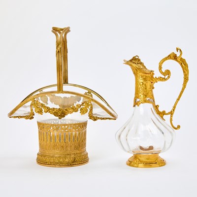 Lot 343 - French Gilt-Bronze Mounted Cristallerie Lorraine Claret Jug
