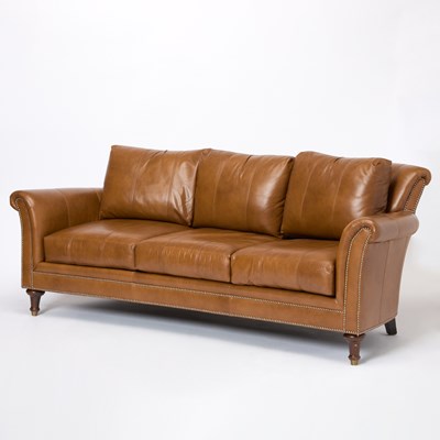Lot 662 - Brown Leather Upholstered Sofa