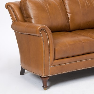 Lot 725 - Brown Leather Upholstered Sofa