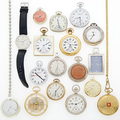 Lot 1361 - Group of Stainless Steel, Gold-Filled, Metal and Plastic Pocket Watches