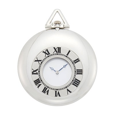 Lot 77 - Cartier Platinum Demi-Hunter 'Mystérieuse' Pocket Watch