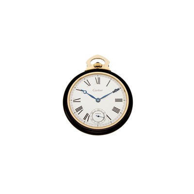 Lot 2167 - White Gold and Black Onyx Open Face Pocket Watch