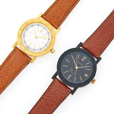 Lot 1299 - Two Bulgari Gold and Carbon Wristwatches