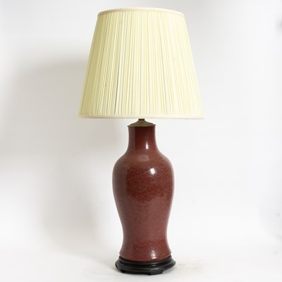 Lot 38 - Chinese Oxblood Vase Form Lamp