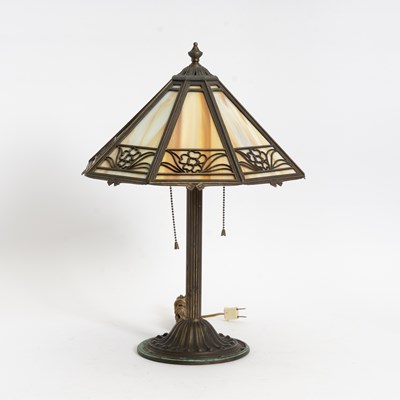 Lot 39 - Arts and Crafts Slag Glass Lamp