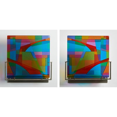 Lot 270 - Two Dorothy Hafner Multi-Layer Fused Glass Wall-Mounted Plaques From the Spectral Splendor Series