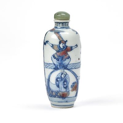 Lot 412 - A Chinese Blue and Copper Red Porcelain Snuff Bottle