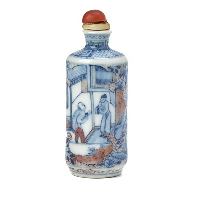 Lot 408 - A Chinese Blue and Copper Red Porcelain Snuff Bottle