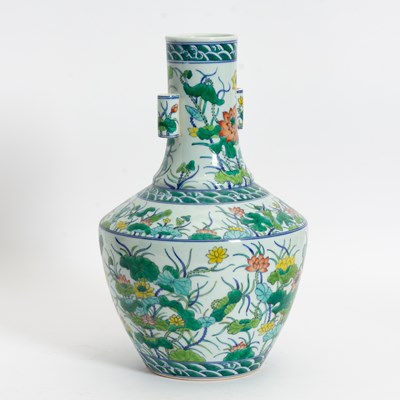Lot 29 - Chinese Doucai Enameled Porcelain Arrow Vase