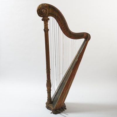 Lot 198 - Louis XVI Painted and Giltwood Pedal Harp, Cousineau Père et Fils