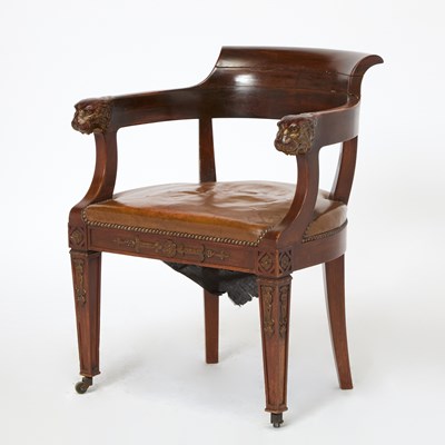 Lot 199 - French Empire Style Carved Mahogany Fauteuil de Bureau