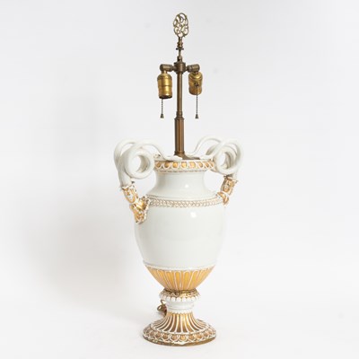 Lot 36 - Porcelain Urn-Form Vase with Snake Handles