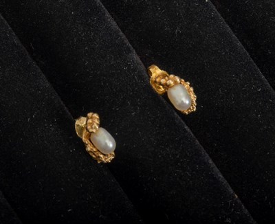Lot 294 - Freshwater Pearl Earrings with Gold Filled Surround