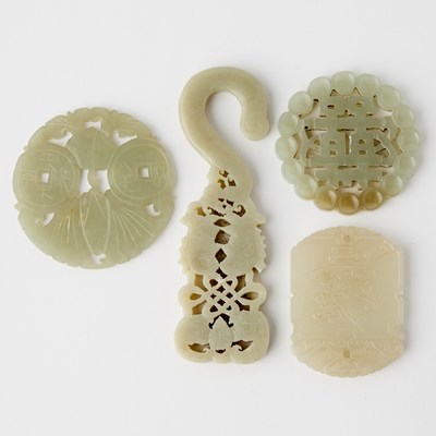 Lot 459 - Four Chinese Carved Jade Pendants
