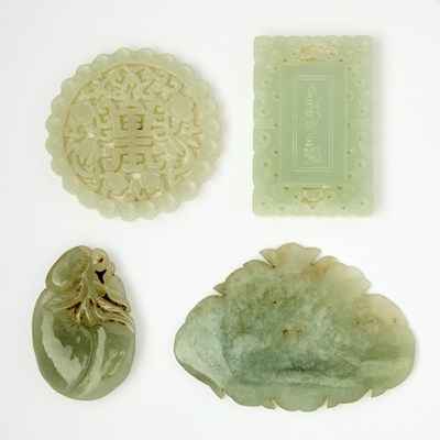 Lot 470 - Four Chinese Celadon Jade Articles