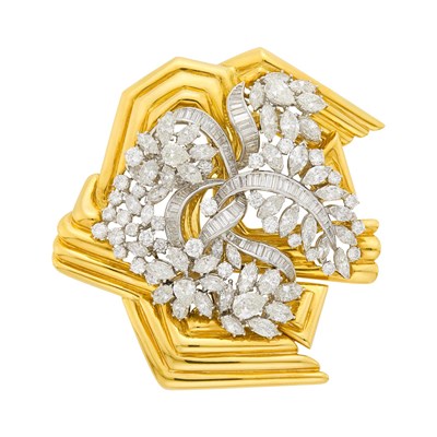 Lot 157 - David Webb Gold, Platinum and Diamond Pendant Clip-Brooch