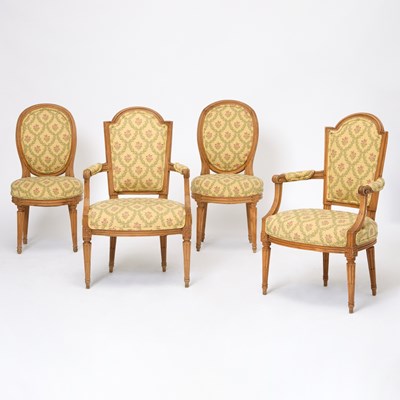 Lot 478 - Assembled Set of Four Louis XVI Beechwood Fauteuils