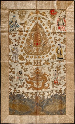 Lot 382 - A Large Chinese Embroidered Silk Panel