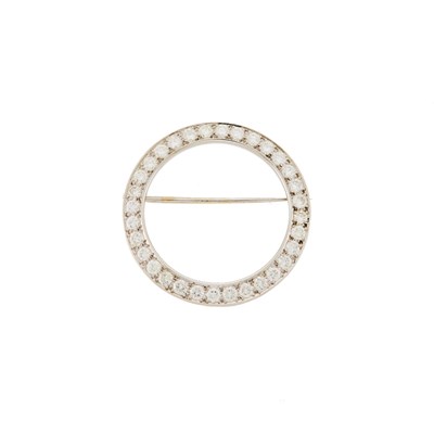 Lot 1099 - Platinum and Diamond Circle Brooch